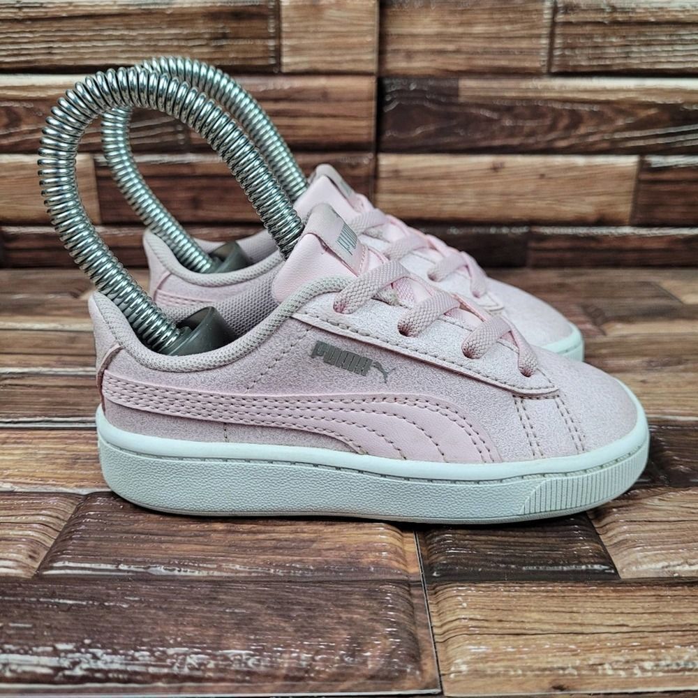 Puma Vikky v2 Glitz Pink Athletic Sneaker Shoes Slip-On Childrens Size 7C